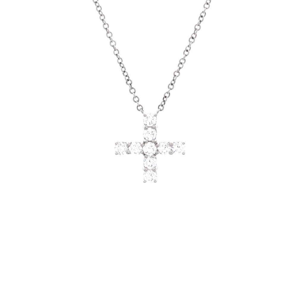 Harry Winston Mini Cross Pendant Necklace Platinum with Diamonds